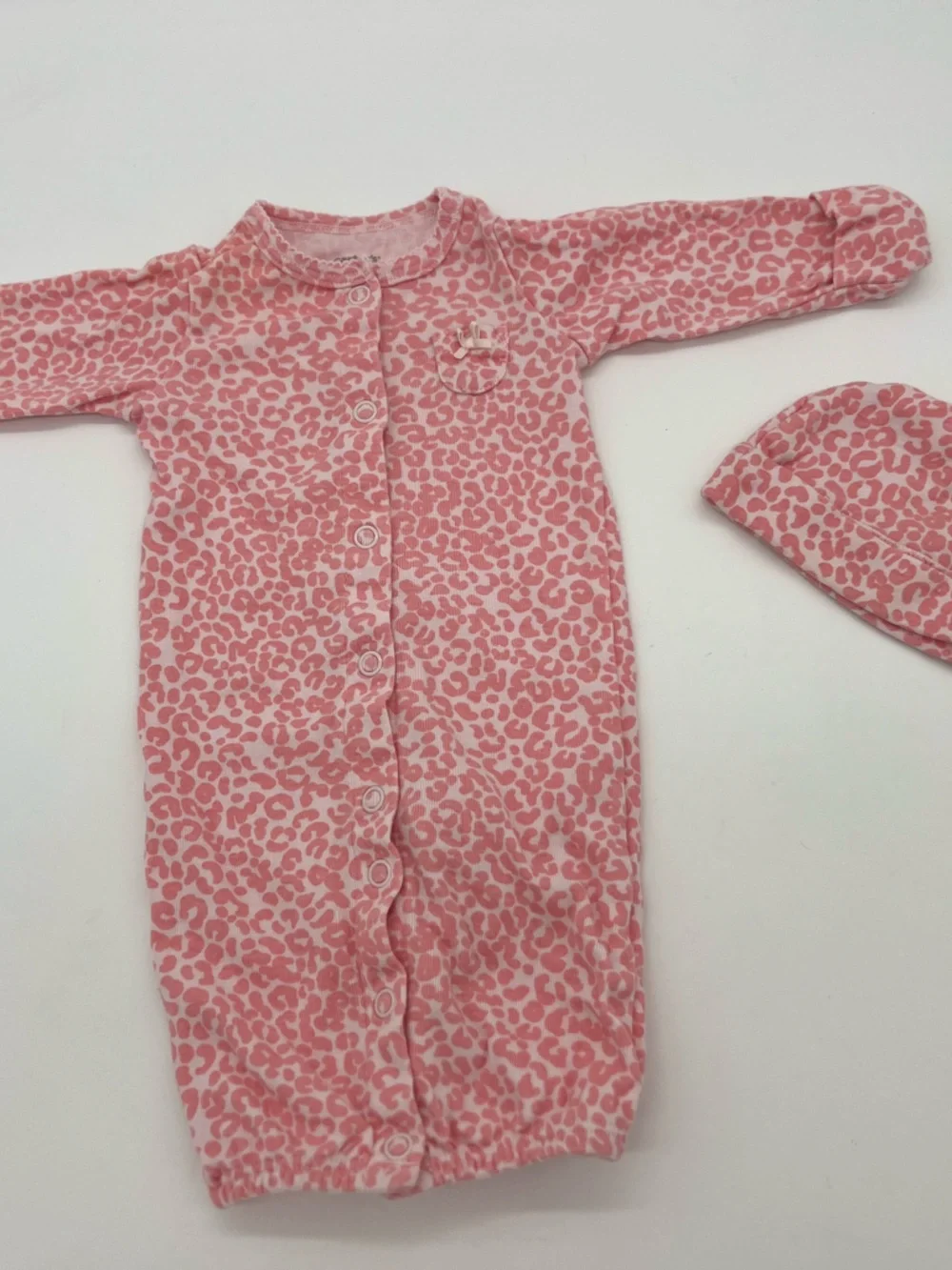 CARTERS Baby Girl Pink White Sz Newborn One Piece And Cap Set